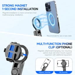 Magnetic Mini Selfie Stick Tripod for Cellphone with Extension Rod Wireless Remote, Fill Light Option, for Smartphone Vlog Shoot