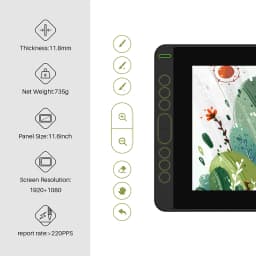 HUION Kamvas 12 11.6 Inches Drawing Monitor Digital Graphics Tablet With ±60 Tilt 120%sRGB support Andriod phone