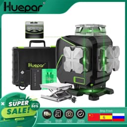 Huepar Multi-function Travel Camera Tripod 56"/143cm Adjustable Laser Level Tripod with 3-Way Swivel Pan Head With Bubble Level
