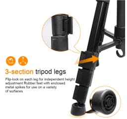 Huepar Multi-function Travel Camera Tripod 56"/143cm Adjustable Laser Level Tripod with 3-Way Swivel Pan Head With Bubble Level
