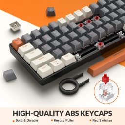 RK68 60% Wireless Mechanical Keyboard, Bluetooth 5.0/2.4GHz with Dual Mode 2-in-1 Receiver, 68-Key Hot-Swappable Gaming Keyboard