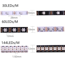 5m WS2812B Smart LED Pixel Strip, Black/White PCB, 30/60/144 LEDs/m WS2813 WS2812 30/60/144 Pixels, IP30/IP65/IP67 DC5V