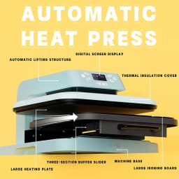 HTVRONT 15x15in 1500w Automatic Heat Press Machine Automatic Pressure DIY Iron On HTV Vinyl Sublimation for T-shirt Bag Fabric