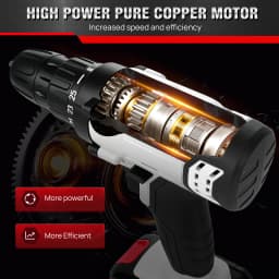 Cordless Drill Driver 21V, Power Tool Electric Screwdriver, 25+1 Torque, 2 Speed, LED Light, Combi Drill Kit for Home and Garden