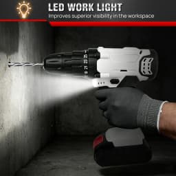 Cordless Drill Driver 21V, Power Tool Electric Screwdriver, 25+1 Torque, 2 Speed, LED Light, Combi Drill Kit for Home and Garden