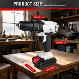 Cordless Drill Driver 21V, Power Tool Electric Screwdriver, 25+1 Torque, 2 Speed, LED Light, Combi Drill Kit for Home and Garden
