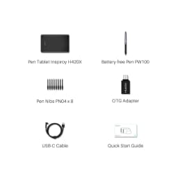 HUION H420X Graphics Tablet 4.17 X 2.6 Inch Digital Tablet Graphic Tablet for Drawing Painting with Battery-Free Pen PW100 8192