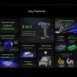 Creality Scanner Raptor X&Creality Handle Scanning Bridge 3D Scan Triple-in-one 34+7 Blue Laser NIR Light 0.02 Mm Accuracy 60fps