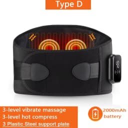 LED Light Heating Waist Belt with Massage 3 Heat & 3 Vibration Modes 5000mAh Rechargeable Battery Adjustable Lumbar Support
