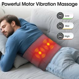 LED Light Heating Waist Belt with Massage 3 Heat & 3 Vibration Modes 5000mAh Rechargeable Battery Adjustable Lumbar Support