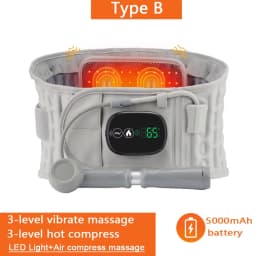 LED Light Heating Waist Belt with Massage 3 Heat & 3 Vibration Modes 5000mAh Rechargeable Battery Adjustable Lumbar Support
