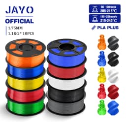 JAYO PLA + 3D Filament 1.75MM 10 Rolls PLA PLUS 3D Printer Filament Neatly Wound 3D Printing Filament 1.1kg Spool High Toughness