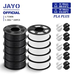 JAYO PLA + 3D Filament 1.75MM 10 Rolls PLA PLUS 3D Printer Filament Neatly Wound 3D Printing Filament 1.1kg Spool High Toughness