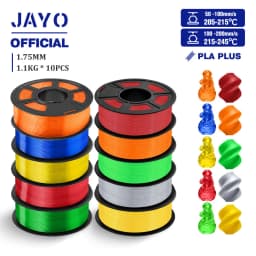 JAYO PLA + 3D Filament 1.75MM 10 Rolls PLA PLUS 3D Printer Filament Neatly Wound 3D Printing Filament 1.1kg Spool High Toughness