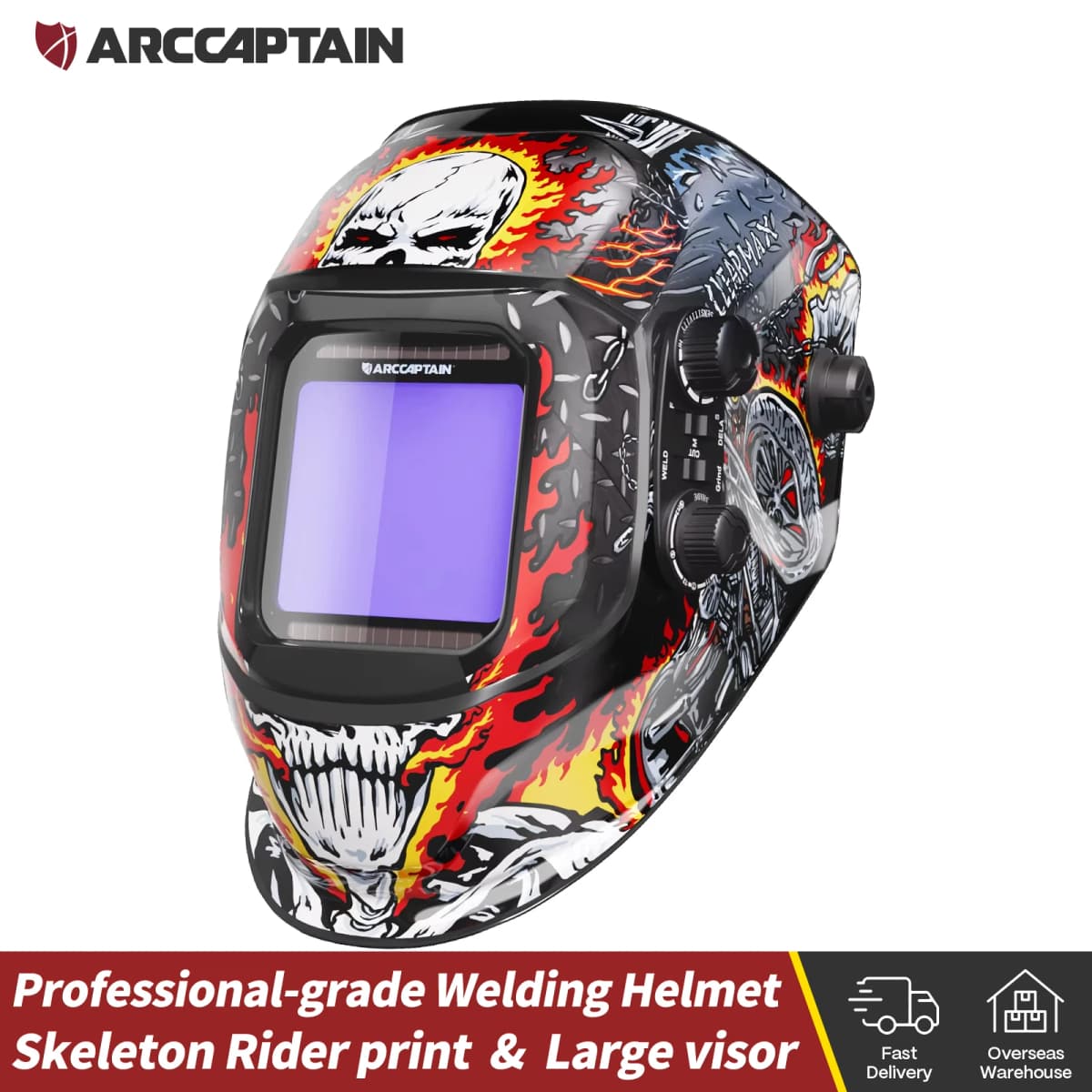 ARCCAPTAIN Welding Helmet Auto Darkening Welding Mask 4 Sensors 1/25000s For TIG MIG ARC Welder Machine Large View True Color