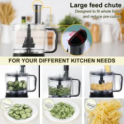 800W Powerful Food Processor Chopper 2L | 3-Speed + Pulse Function | Multi-Chopper & Dough Kneader Compact Black Kitchen Machine