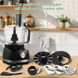 800W Powerful Food Processor Chopper 2L | 3-Speed + Pulse Function | Multi-Chopper & Dough Kneader Compact Black Kitchen Machine