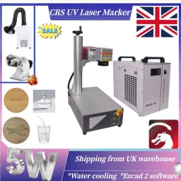 [UK stock] CRS 15W Portable High Precision UV Laser Marking Machine &Water Chiller Engraving Machine for PVC Wood Metal 4000mm/s