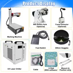 [UK stock] CRS 15W Portable High Precision UV Laser Marking Machine &Water Chiller Engraving Machine for PVC Wood Metal 4000mm/s