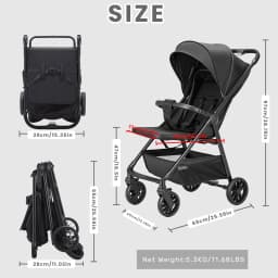 Baby Stroller for Toddlers With Reclining Seat,Ultra Compact Stroller With Large Storage Basket, Canopy, for Travel Buggy