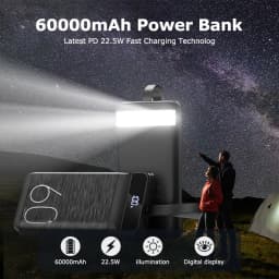hganus 60000mAh Power Bank QC PD3.0 22.5W Fast Charging Powerbank Portable Charger External Battery For iPad iPhone Xiaomi