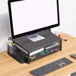 2-Tiers Computer Monitor Stand Riser with Drawer Office Desk Organizer Sturdy Laptop Riser for Home Office Meeting Supplies New