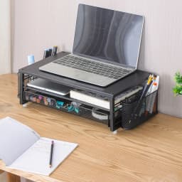 2-Tiers Computer Monitor Stand Riser with Drawer Office Desk Organizer Sturdy Laptop Riser for Home Office Meeting Supplies New