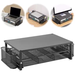 2-Tiers Computer Monitor Stand Riser with Drawer Office Desk Organizer Sturdy Laptop Riser for Home Office Meeting Supplies New