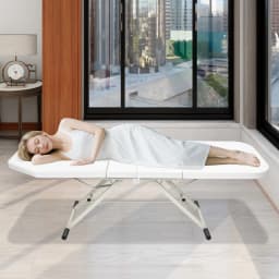 White/Black Three-fold Beauty Bed, Foldable Professional Massage Bed Rectangular, for Professional Massage Therapists, Masseurs