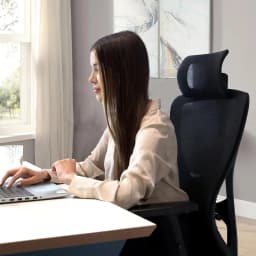 Durrafy Office Chair Adjustable Armrest Headrest Lumbar Support 130° Tilt High Back Mesh Desk Chair for Home Office 150kg Black