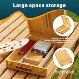 Portable Wooden Drawing Easel with Foldable Case & Drawers,Artist Tabletop Easel for Painting,Sketching,Acrylics,Oil,Watercolour
