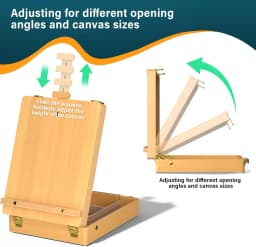 Portable Wooden Drawing Easel with Foldable Case & Drawers,Artist Tabletop Easel for Painting,Sketching,Acrylics,Oil,Watercolour