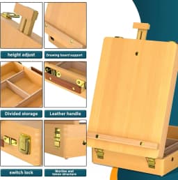 Portable Wooden Drawing Easel with Foldable Case & Drawers,Artist Tabletop Easel for Painting,Sketching,Acrylics,Oil,Watercolour
