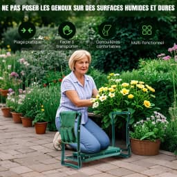 Garden Kneeler and Seat 2-in-1, Heavy Duty Foldable Stool with EVA Foam & Tool Bag, Adjustable Gardening Kneeler Pad for Elderly, Plant