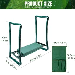 Garden Kneeler and Seat 2-in-1, Heavy Duty Foldable Stool with EVA Foam & Tool Bag, Adjustable Gardening Kneeler Pad for Elderly, Plant