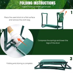 Garden Kneeler and Seat 2-in-1, Heavy Duty Foldable Stool with EVA Foam & Tool Bag, Adjustable Gardening Kneeler Pad for Elderly, Plant