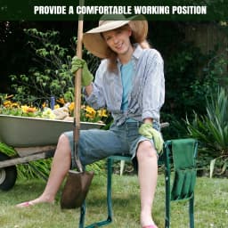 Garden Kneeler and Seat 2-in-1, Heavy Duty Foldable Stool with EVA Foam & Tool Bag, Adjustable Gardening Kneeler Pad for Elderly, Plant