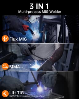 HITBOX HBM200 Large Display 3in1 MMA/Flux MIG/Lift TIG Premiun Spool MIG Semi-automatic Welding Machine Gasless IGBT Inverter