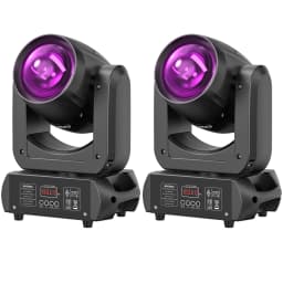 LeLeght 2Pcs 150W Moving Head LED DMX512 Spot Beam RGBW Wash GOBO 18 Prism Disco Stadium Party Light for Wedding Light Show Bar