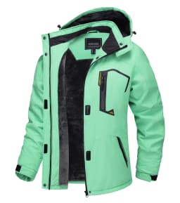2025 Women's Waterproof Windbreaker Ski Jacket Fleece Lining Warm Winter Snow Coat Multiple pockets Hooded Hiking Outdoor