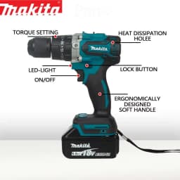 Makita DDF487 brushless drill, suitable for five rope impact drill of decorative equipment, using 18V Makita battery.