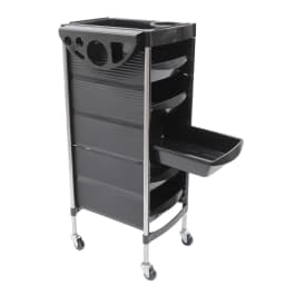 6-Layer Salon Trolley with 5 Pull-Out Trays 360° Swivel Wheels and Stainless Steel Frame for Hairdressing Tools Storage