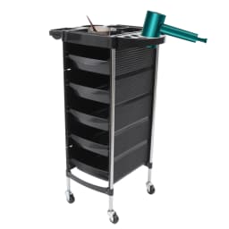 6-Layer Salon Trolley with 5 Pull-Out Trays 360° Swivel Wheels and Stainless Steel Frame for Hairdressing Tools Storage