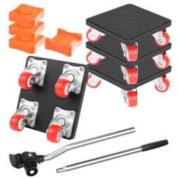 Furniture Mover with 360° Rotating Wheels, 63cm Extended Carbon Steel Pry Bar Lifter,Heavy Duty Moving Aid Furniture Transport