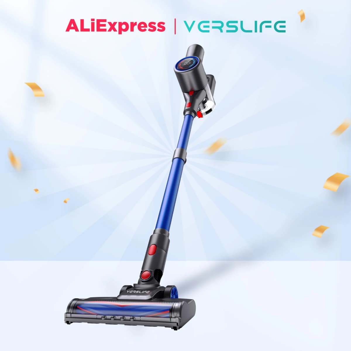 Verslife Z8 Cordless Stick Vacuum Cleaner, 40Kpa/45Min/500W/6-in-1, Green LED, 6-Stage Filtration/LED, for Pet Hair, Hard Floors