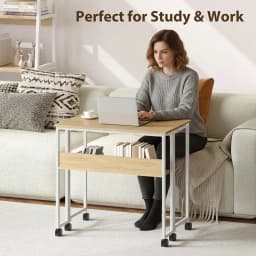 24.8" Folding Desk Rolling Desk with Storage Shelf,Space-Saving Foldable Computer Desk with Wheels,Portable Mobile Couch