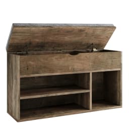 Shoe Storage Bench with Cushion, Entryway Bench with Padded Seat & Flip-Top Storage, 100cm Shoe Rack Organizer for Hallway