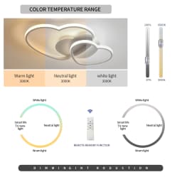 LED Ceiling Light, Golden Heart Ceiling Lamp Modern, Dimmable 3000K-6500K Lamp with Remote Control for Bedroom, Dining Room