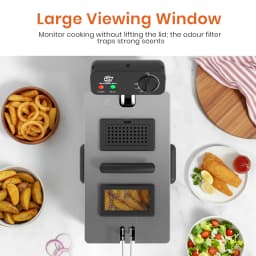 SUPERLEX 2000W Electric Deep Fryers Oil Adjustable Fried Chicken Grill French Fries Heating Cooker 3L Stainless Steel Fat Fryer