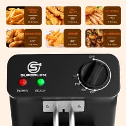 SUPERLEX 2000W Electric Deep Fryers Oil Adjustable Fried Chicken Grill French Fries Heating Cooker 3L Stainless Steel Fat Fryer